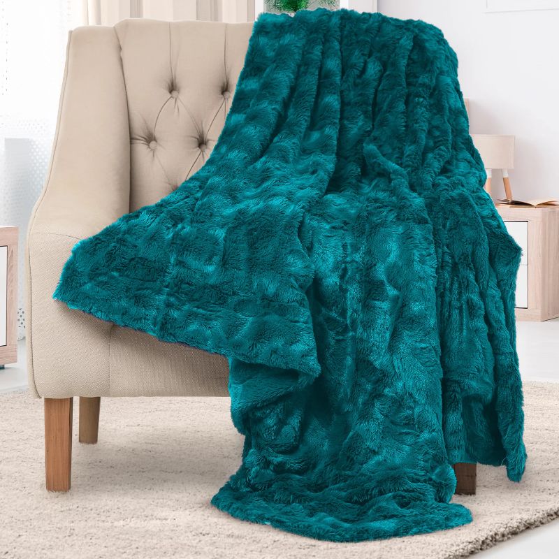 Photo 1 of RUCHED FAUX FUR PLUSH THROW 50X60