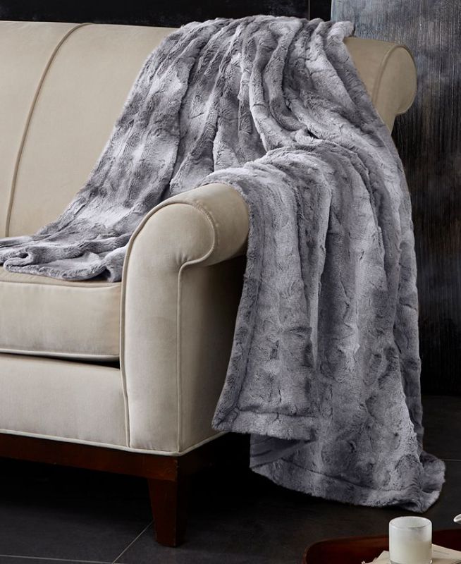 Photo 1 of ZURI FAUX FUR THROW GRAY 50X60