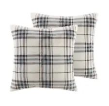 Photo 1 of JLA Home Plush Pillows 18" Decorative Throw Pillow 2-Pack Blue Ivory Plaid