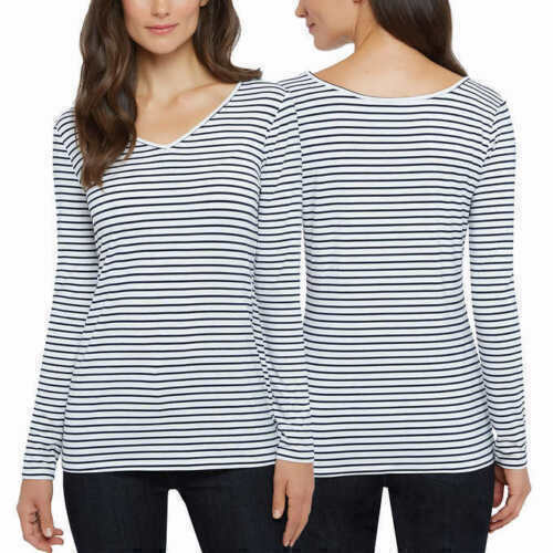 Photo 1 of SIZE S ELLEN TRACY Ladies Reversible Long Sleeve Shirt - Navy/White Stripe