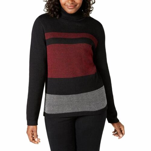 Photo 1 of SIZE M Karen Scott Bird's Eye Turtleneck Pullover Red 