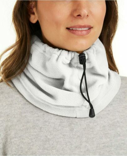 Photo 1 of DKNY drawstring polar fleece women's neckwarmer gaiter - WHITE