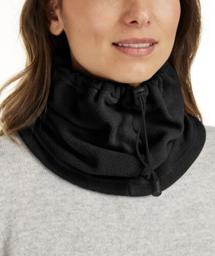 Photo 1 of DKNY drawstring polar fleece women's neckwarmer gaiter - BLACK