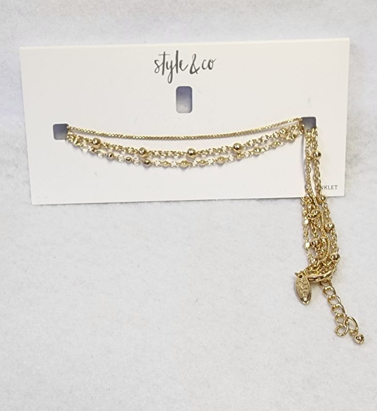 Photo 1 of STYLE & CO GOLD TONE MULTI LAYER ANKLET