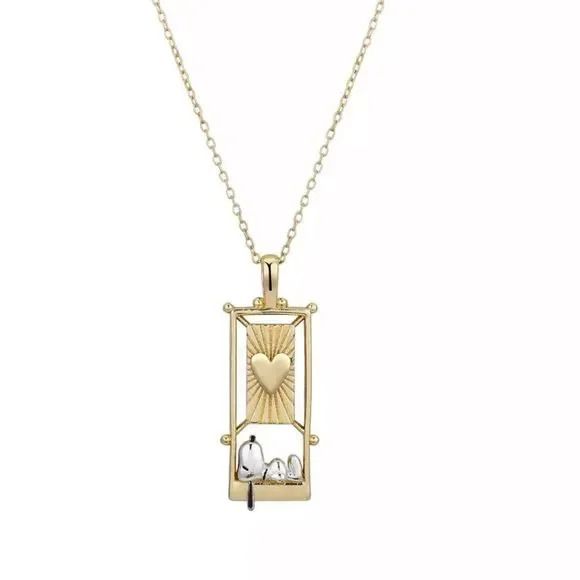 Photo 1 of Unwritten Two-Tone Snoopy Heart Tag Pendant Necklace 14K Gold Flash Plated