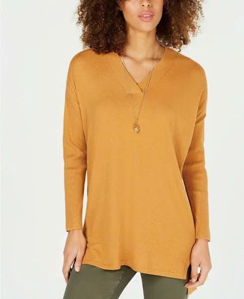 Photo 1 of SIZE L Style & Co. Women's Ribbed Sleeve Pullover Tunic Sweater Ginger