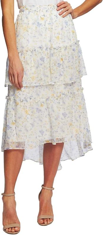 Photo 1 of SIZE XS CECE Provence Floral Tiered Ruffle Skirt