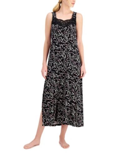 Photo 1 of SIZE M CHARTER CLUB Lace-trim Sleeveless Nightgown In Vine Blooms  Created For Macy's