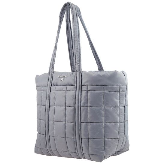 Photo 1 of Michael Kors Stirling Large Tote One Size Heather Grey
A quilted tote bag from Michael Kors features dual top carry handles, one main internal compartment and a silver-tone hardware.