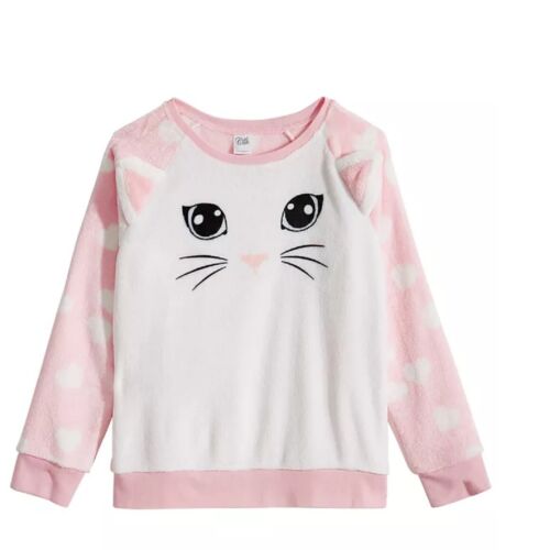 Photo 1 of SIZE L Evy of California Awake Big Girls Plush Cat Sweatshirt Pink