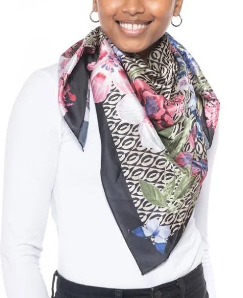 Photo 1 of Giani Bernini Floral Loop Square Scarf, Created for Macy's - Black Multi