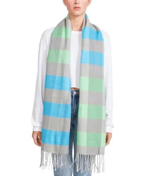 Photo 1 of Steve Madden Colorblocked Buffalo Check Blanket Scarf - Cool Pop