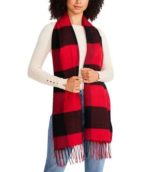 Photo 1 of STEVE MADDEN Cozy Warm Winter Blanket Buffalo Square Scarf Fringe