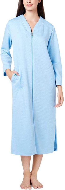 Photo 1 of SIZE S Miss Elaine Women's Quilted Long Zip Robe Sky Blue