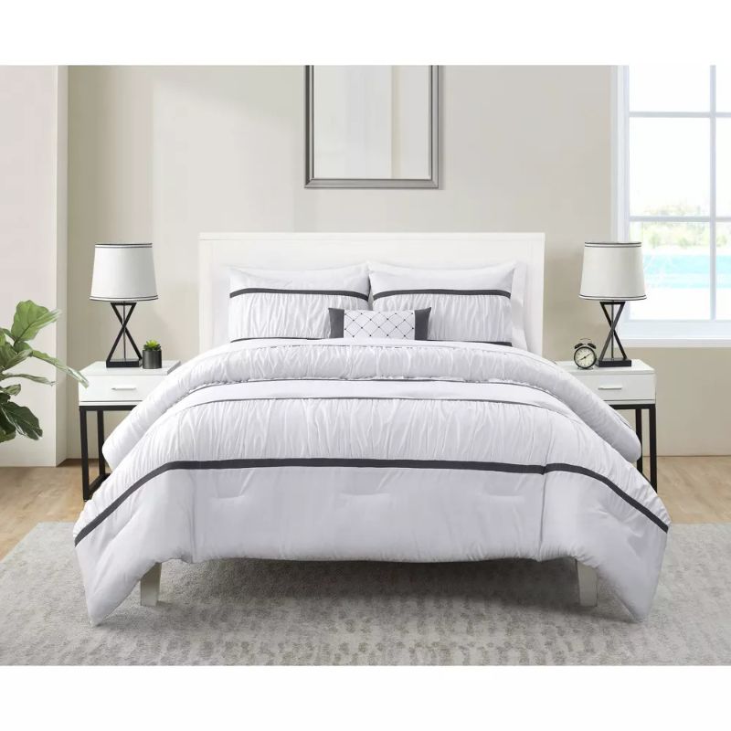 Photo 1 of  VCNY 8pc Full/Queen Trisha Comforter Set White -
Includes comforter, 4 pc sheet set, 2 shams and 1 decorative pillow