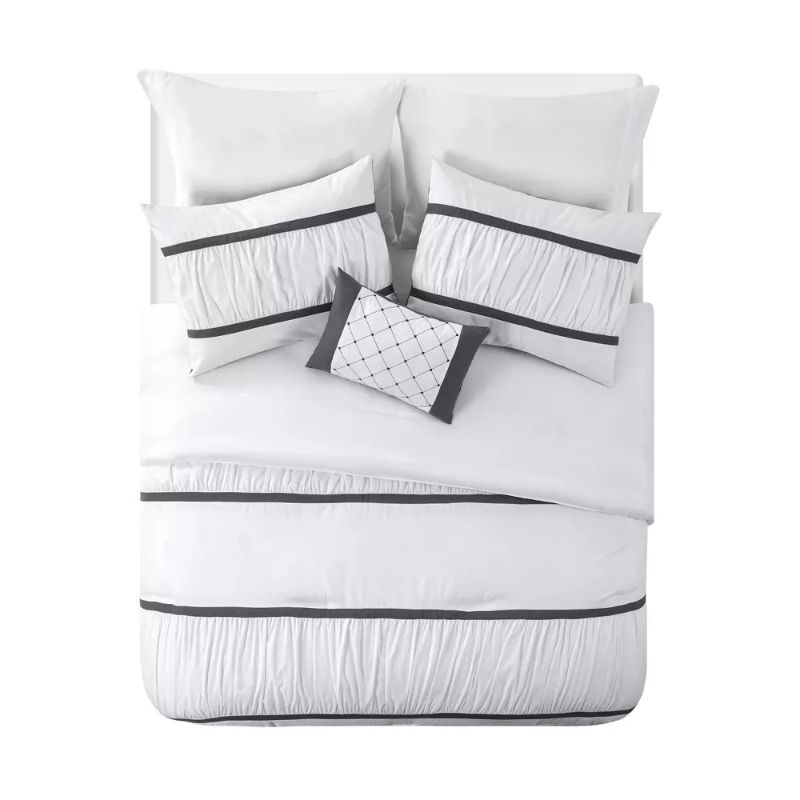 Photo 2 of  VCNY 8pc Full/Queen Trisha Comforter Set White -
Includes comforter, 4 pc sheet set, 2 shams and 1 decorative pillow