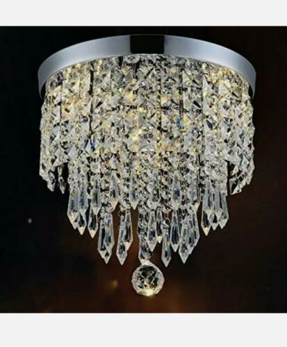 Photo 4 of Hile Lighting Modern Chandelier Crystal Ball Fixture Pendant Ceiling...This Hile Light is a chandelier-style central ceiling pendant suitable for use in living areas, hallways, stairwells, and bedrooms. It has a rim of chrome-colored metal and takes one i