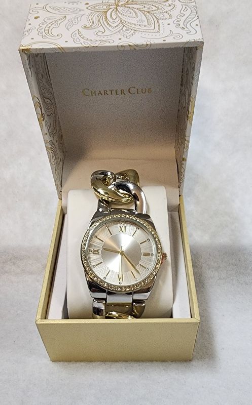 Photo 2 of CHARTER CLUB WOMEN'S LARGE 2 TONE CHAIN LINK WATCH 