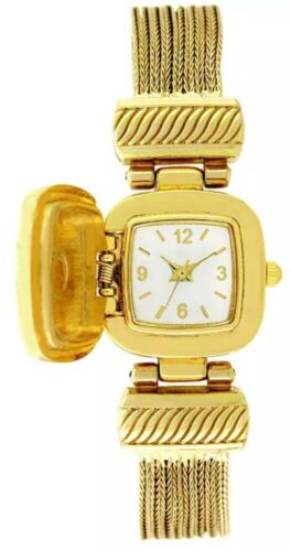 Photo 1 of Women Gold-tone Mesh Bracelet Watch Flip Amber Stone Cover 25mm created for Macy's