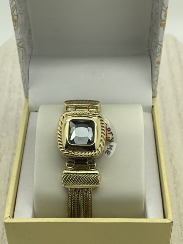 Photo 2 of Women Gold-tone Mesh Bracelet Watch Flip Amber Stone Cover 25mm created for Macy's