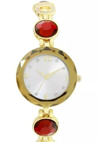 Photo 1 of Charter Club Women's Gold-Tone Ruby Crystal Bracelet Watch 32mm