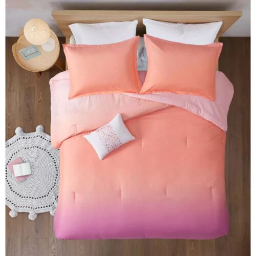 Photo 1 of Size Twin/ TXL Mi Zone Glimmer  Metallic Glitter Printed Reversible Duvet Cover Set, Includes: 1 Duvet Cover, 1 Sham, 1 Dec Pillow