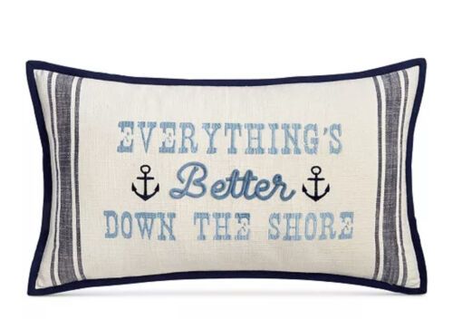 Photo 1 of Down the shore Decorative Pillow Lacourte - Complete your rooms décor with the Down the Shore toss pillow and add that finishing touch of fun.
Linen color navy - 14 x 24 - Down Alternative Fill - Printed Cotton - Exclusively at Macy's - Shell: 100% cotton