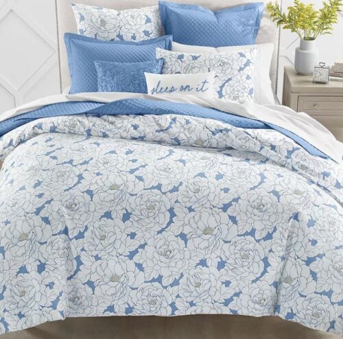 Photo 1 of King Charter Club Damask Designs Camellia Comforter Sets, Created for Macy's. 3 Pc Comforter Set King Blue. Revamp your bedroom decor with the Damask Designs Camellia Comforter Set from Charter Club, featuring the smooth touch of cotton sateen and a delig