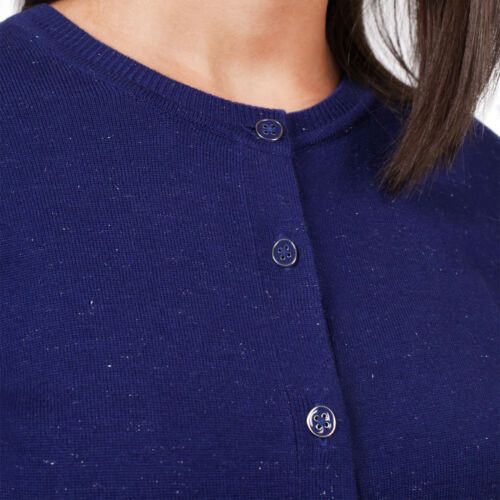 Photo 3 of Size S Nicole Miller Original Women's Long sleeves Button front Metallic Yarn Cardigan S/Cobalt