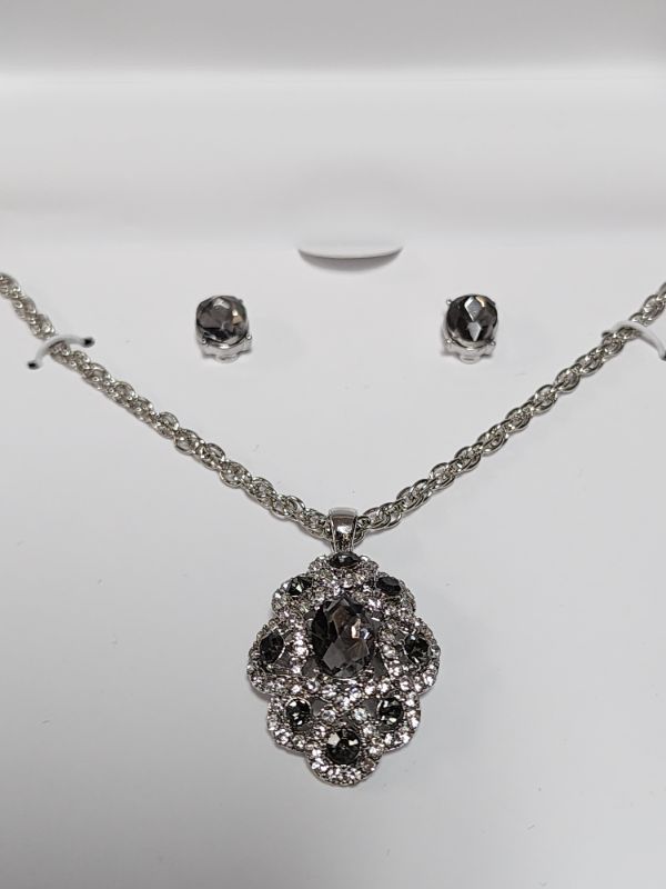 Photo 1 of Charter Club Silver-Tone Crystal Interwoven Pendant Necklace & Stud Earrings Set, Created for Macy's