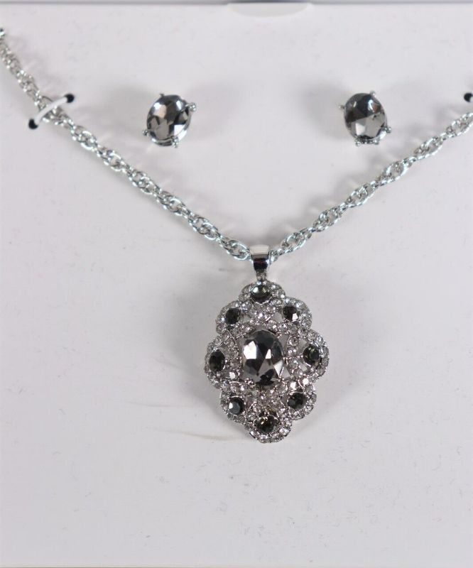 Photo 3 of Charter Club Silver-Tone Crystal Interwoven Pendant Necklace & Stud Earrings Set, Created for Macy's