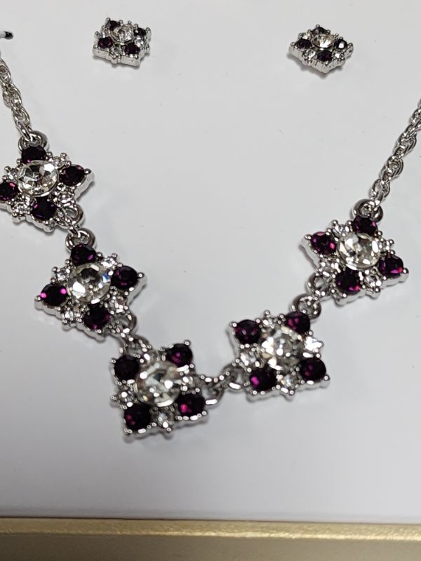 Photo 2 of Charter Club Silver-Tone Crystal Cluster Statement Necklace & Stud Earrings Set, Created for Macy's