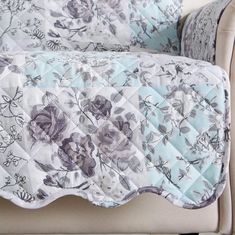 Photo 2 of Great Bay Home Floral Patchwork Reversible Furniture Protector. This furniture protector shields and protects sofas, loveseats and chairs from spills, stains, dirt, grime, wear and tear. its perfect for homes with children and pets! Note: this is not reco