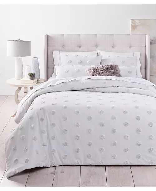 Photo 1 of Full / Queen Whim by Martha Stewart Collection 3-PC. Tufted-Chenille Dot Comforter: Full/Queen/Gray, Created for Macy's.  Put a playful spin on your bedrooms decor with the tufted-chenille polka dots showcased on this stylish comforter set from Whim by Ma