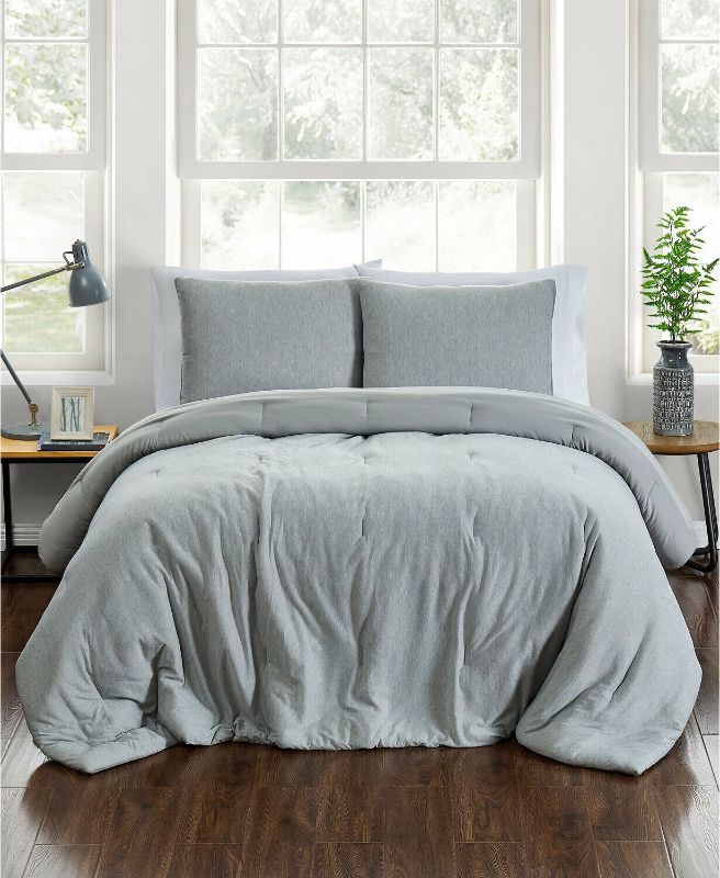 Photo 1 of Pem America Jersey 2-Piece Twin / Twin XL Comforter Set, Gray. Pem America 2-Piece Comforter Set. Color: Gray
Size: Twin/Twin XL - 68 Inches X 90 Inches. Includes 1 Comforter - Includes 1 Pillow Sham - 20 Inches X 26 Inches - Jersey Knit Fabric