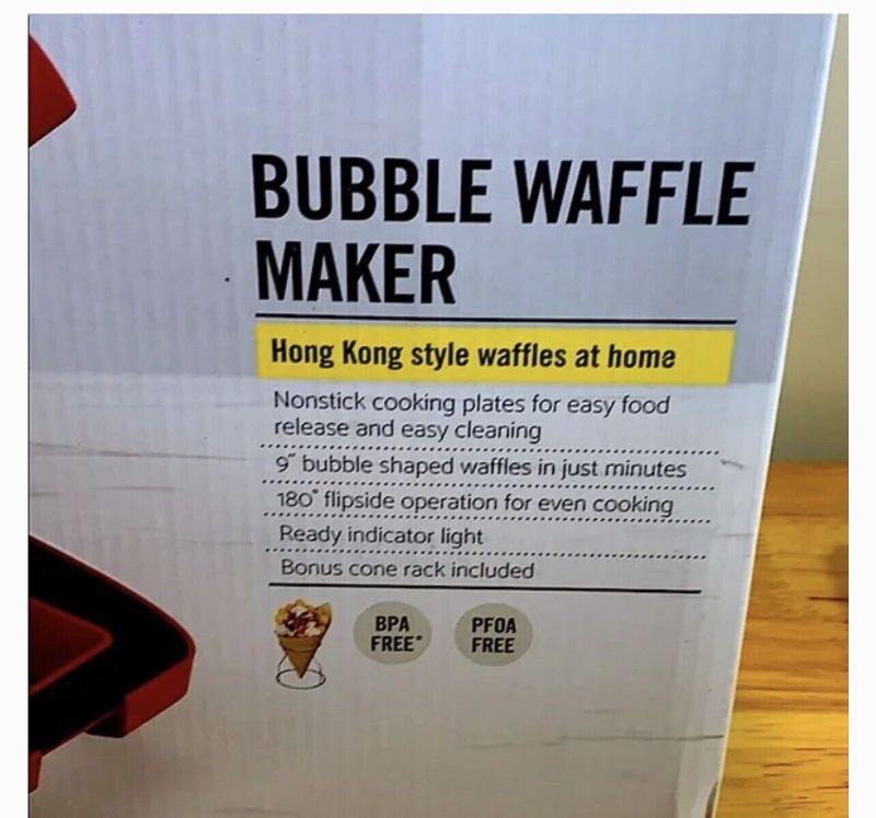 Photo 5 of Bella Bubble Waffle Maker 9” Authentic Hong Kong Style Waffles at Home RED. Make delicious ice cream cones, pizza waffles, grilled cheese, hash browns and more with Bella's bubble waffle maker. Small, round cells on the nonstick plate allow you to cook up