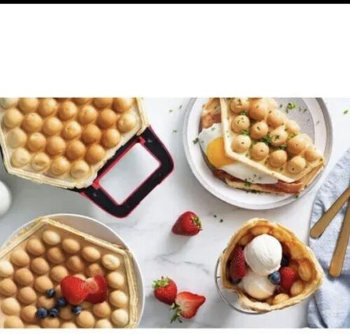 Photo 1 of Bella Bubble Waffle Maker 9” Authentic Hong Kong Style Waffles at Home RED. Make delicious ice cream cones, pizza waffles, grilled cheese, hash browns and more with Bella's bubble waffle maker. Small, round cells on the nonstick plate allow you to cook up