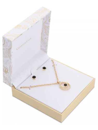 Photo 1 of Charter Club Gold-Tone Crystal Double-Row Circle Pendant Necklace/Earrings Set