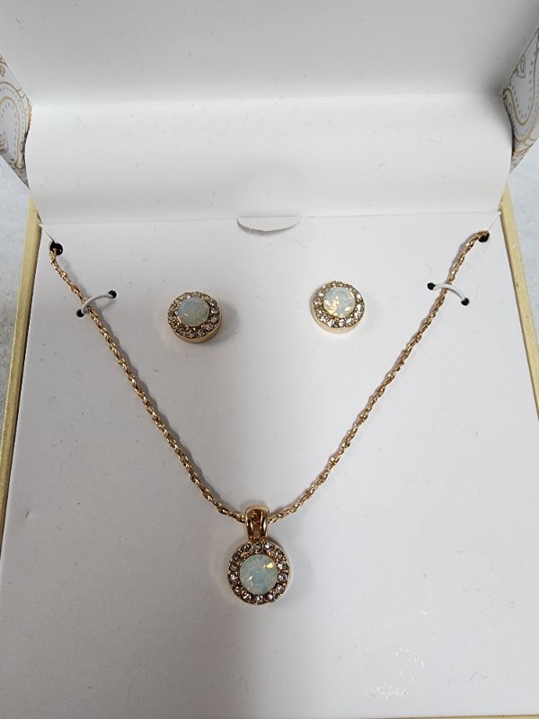 Photo 2 of Charter Club Gold-Tone Crystal Pendant Necklace & Stud Earrings Set