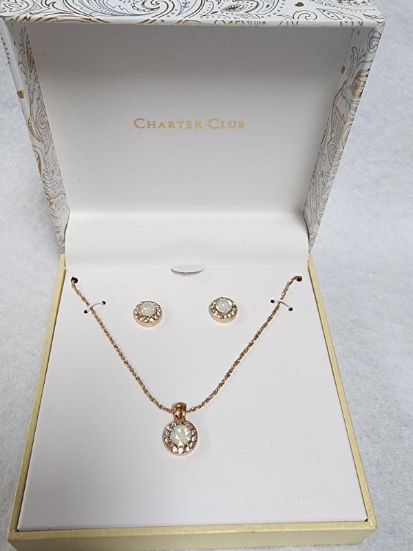 Photo 1 of Charter Club Gold-Tone Crystal Pendant Necklace & Stud Earrings Set