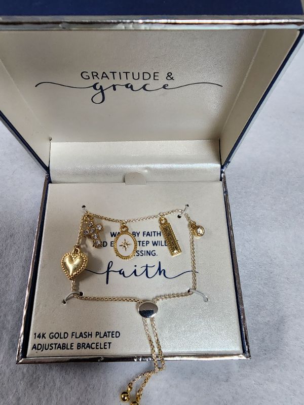 Photo 2 of Gratitude & Grace 14k Gold Flash Plated alk by faith and every step will be a blessing Necklace