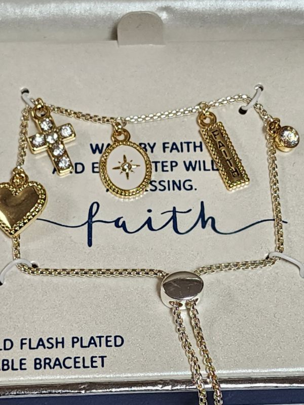 Photo 3 of Gratitude & Grace 14k Gold Flash Plated alk by faith and every step will be a blessing Necklace