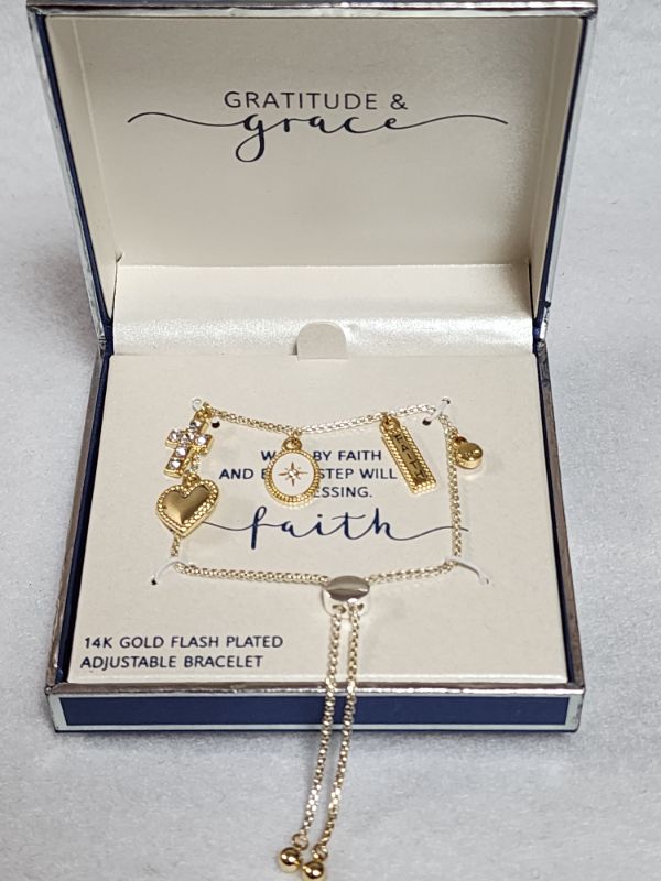 Photo 1 of Gratitude & Grace 14k Gold Flash Plated alk by faith and every step will be a blessing Necklace