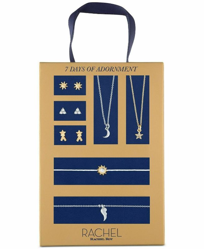 Photo 2 of RACHEL Rachel Roy Stud Earrings, Pendant Necklace & Bracelet 7-Pieces. Start every morning with another astronomical look with this seven-day advent jewelry gift set from RACHEL Rachel Roy. Advent calendar gift box set with punch out windows. Set includes