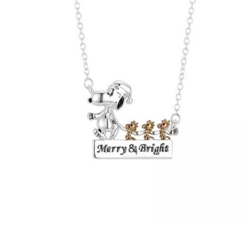 Photo 1 of PEANUTS UNWRITTEN 14K GOLD PLATED TWO TONE SNOOPY MERRY BRIGHT NECKLACE 16"