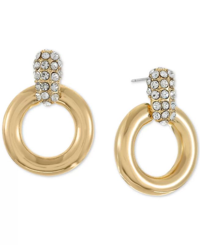 Photo 1 of Alfani Gold-Tone Pavé Doorknocker Drop Earrings, Created for Macy's