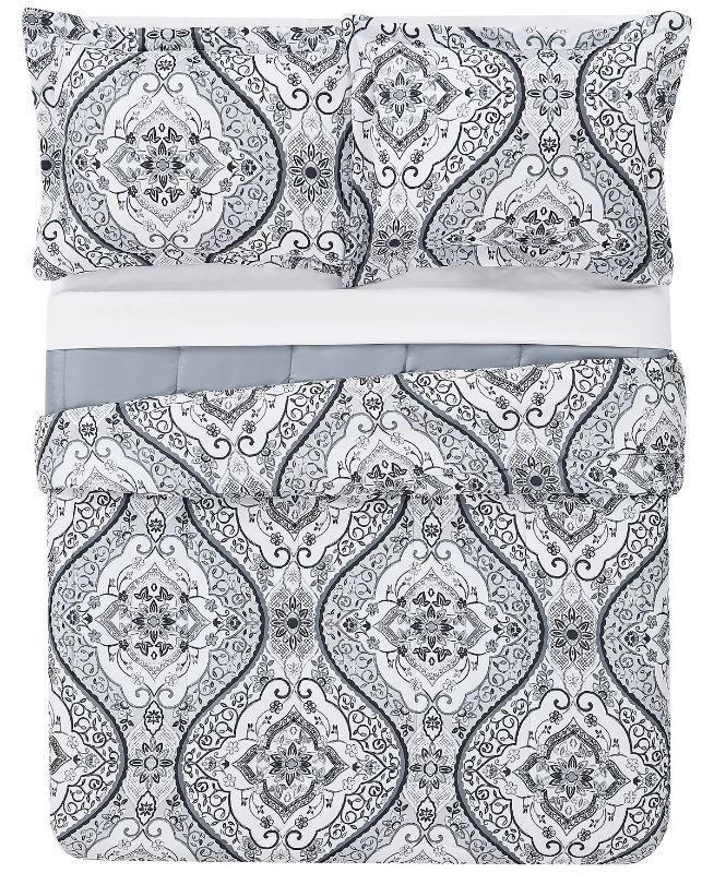 Photo 3 of Queen Size Pem America Parker Comforter Sets, Created for Macy's. Add vintage style to your bedroom with the Parker comforter set from Pem America, featuring a reversible damask print. Set includes: comforter (90" x 90"), two shams (20" x 26"), bedskirt (