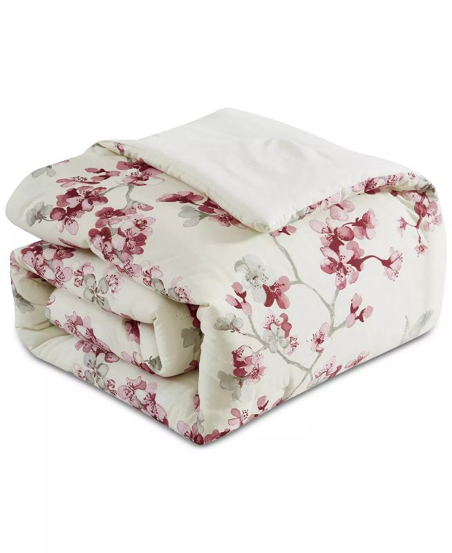 Photo 6 of FULL / QUEEN HALLMART COLLECTIBLES Aviary Blossom 8-Pc Full/Queen Comforter & Coverlet Set. A floral print in lovely watercolor-inspired tones help you create a layered look in your bedroom with this set from Hallmart Collectibles, a queen/full comforter,