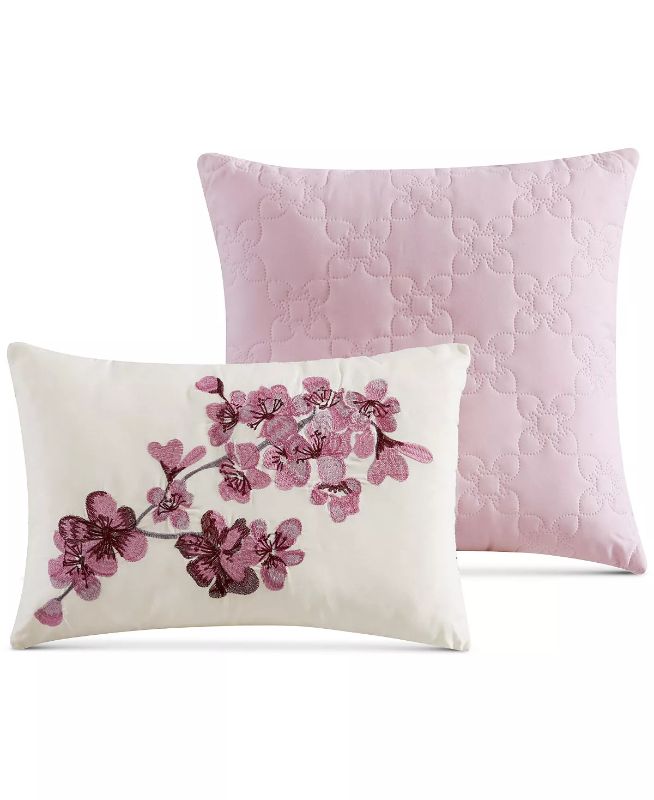 Photo 4 of FULL / QUEEN HALLMART COLLECTIBLES Aviary Blossom 8-Pc Full/Queen Comforter & Coverlet Set. A floral print in lovely watercolor-inspired tones help you create a layered look in your bedroom with this set from Hallmart Collectibles, a queen/full comforter,