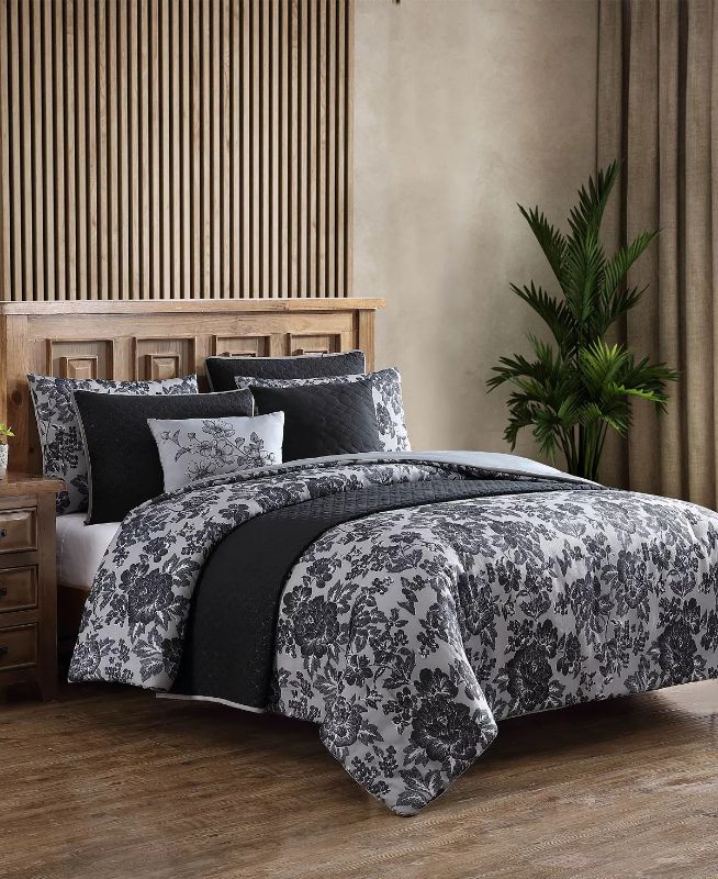 Photo 1 of King/California King HALLMART COLLECTIBLES Marilyn 8 Pieces. Comforter and Coverlet Set. Create a layered look in your bedroom with the Marilyn comforter and coverlet set, featuring a textured floral design. Set includes: comforter (90" x 102"), coverlet 